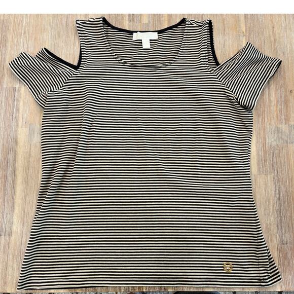 Michael Kors Tops - Michael Kors Cold Shoulder Striped Top - Size Large